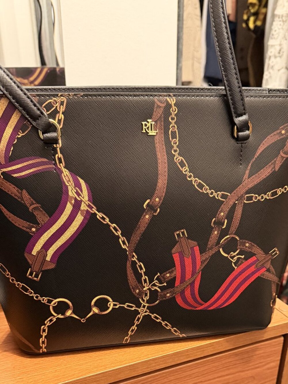 Lauren Ralph Lauren Equestrian Print Medium Karly Tote Bag